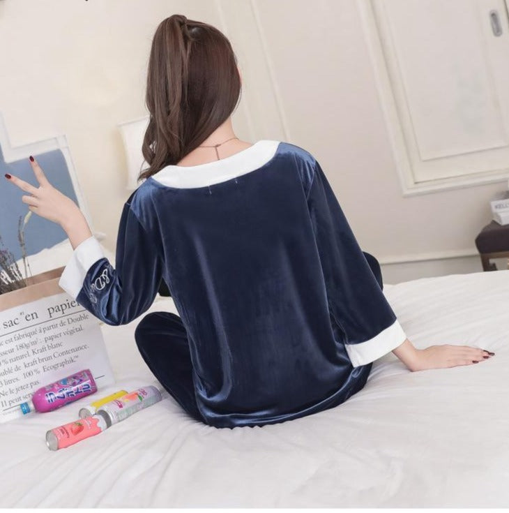 Pyjama Femme Velours Bleu
